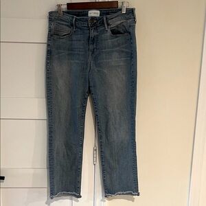 Parker Smith Light Denim Straight Leg Fringe Bottom Size 30 EUC